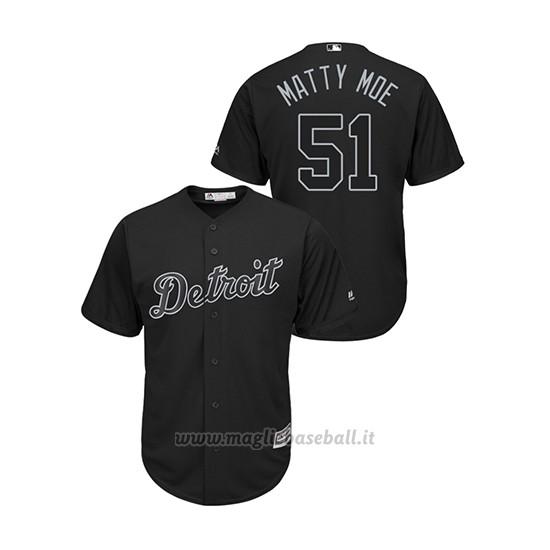 Maglia Baseball Hombre Detroit Tigers 51 Matt Moore 2019 Players Weekend Matty Moe Replica Nero
